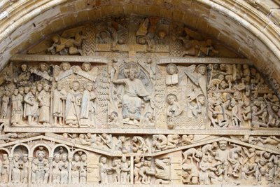 Sainte Foy klosterkirke tympanum: Kristus i herlighed og sidste dom, Conques, Frankrig af Unbekannt