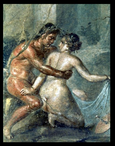 Satyr og Maenad, detalje fra et vægmaleri i Pompeji af Unbekannter Künstler