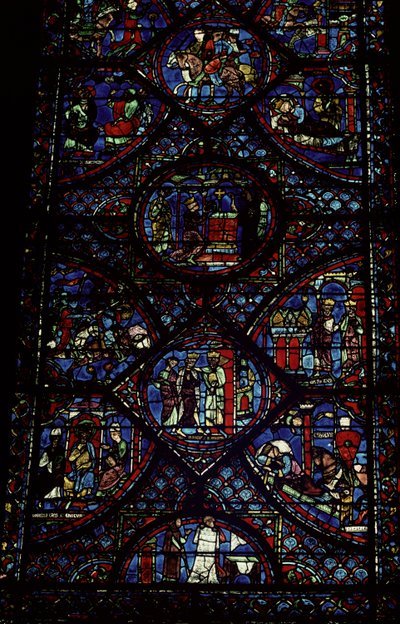 Scener fra Karl den Stores liv (747-814) fra ambulatoriet, ca. 1215-35 (farvet glas) (se også 98072) af Unbekannt