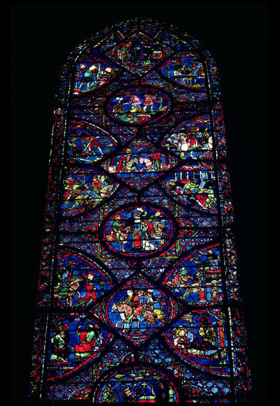 Scener fra Karl den Stores liv (747-814) fra ambulatoriet, ca. 1215-35 (farvet glas) (se også 98071) af Unbekannt