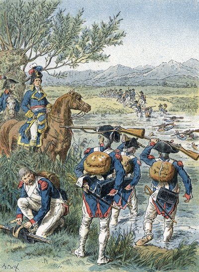 Andet slag ved Zürich, Limmat Crossing (1799) af Unbekannter Künstler