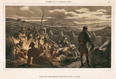 Spanien. Krigen i Afrika (1859-1860). Trech-tjenesten om natten (stik) af Unbekannter Künstler