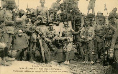 Spanske Regulares omkring en erobret berberkanon af Unbekannter Künstler