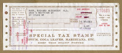 Særligt skattestempel for medicinsk Opium, Coca Leaves og Marihuana af Unbekannt