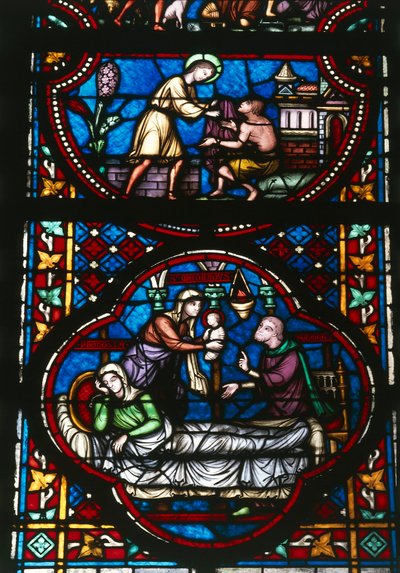 Farvet glas af katedralen Notre Dame i Tournai, Belgien (farvet glas) af Unbekannter Künstler