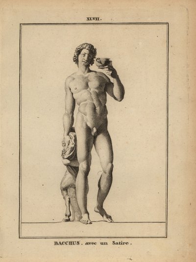 Statue af Bacchus, den romerske vingud, nøgen med en satyr af Unbekannt