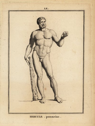 Statue af Hercules Pomarius, romersk helt og gud, med en stor kølle af Unbekannt