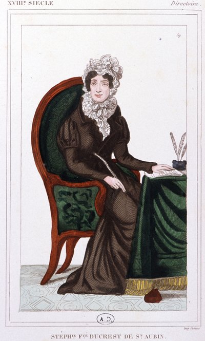 Stephanie Ducrest de Saint-Aubin, grevinde af Genlis, ca. 1810 (kobberstik) af Unbekannter Künstler