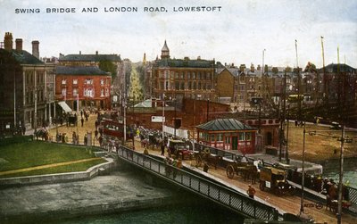 Swing Bridge og London Road, Lowestoft af Unbekannter Künstler