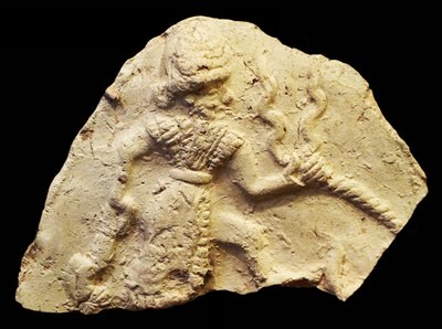 Tablet, der forestiller stormguden Ishchali, Isun Larsa, Babylon, Mesopotamien, ca. 2000-1600 f.Kr. af Unbekannt