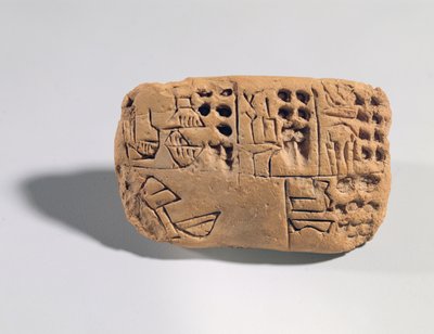 Tablet med piktografisk inskription, Protoliterate Periode, ca. 3300 f.Kr. (ler) af Unbekannt