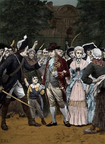 Den franske kongefamilie på vej til forsamlingen 1792 af Unbekannter Künstler