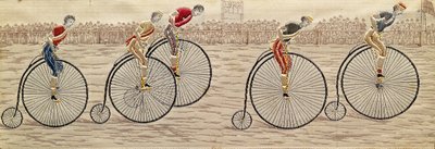 The Last Lap, Penny Farthing Race vævet silke Stevengraph, af Thomas Stevens fra Coventry af Unbekannter Künstler