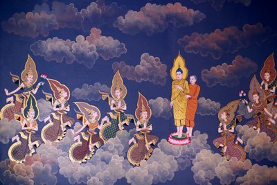 Buddhas liv, murfresko, Wat Botum-templet, Phnom Penh, 2022 (foto) af Unbekannter Künstler