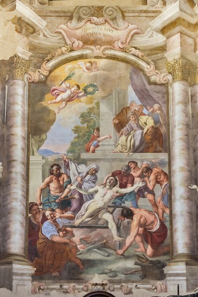 The Martyrdom of St Lawrence, Teatini Room, Church of San Vincenzo, Piacenza, Emilia-Romagna, Italien (foto) af Unbekannter Künstler