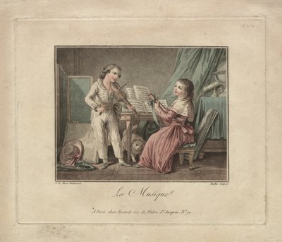 Musikken, ca. 1780 (gravering) af Unbekannter Künstler