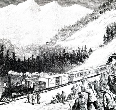 Pacific Railroad i Sierra Nevada-bjergene. af Unbekannt