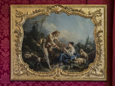 Den selvtilfredse præst eller buret. Maleri af Francois Boucher (1703-1770). Prinsessens parade eller paraderum. Hotel de Soubise, Paris af Unbekannt