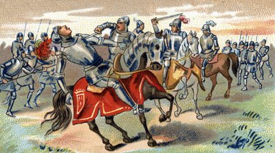 John Talbots død dræbt i slaget ved Castillon (1453), slutningen af det 19. århundrede (kromolitografi) af Unbekannter Künstler