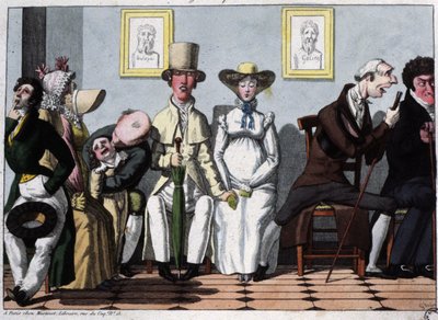 Lægens venteværelse, den gravide kvinde, ca. 1850 (illustration) af Unbekannter Künstler
