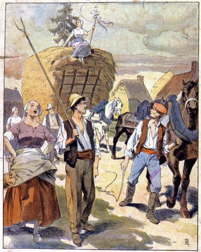 Den sidste hvedevogn i Beauce, ca. 1910 (illustration) af Unbekannter Künstler