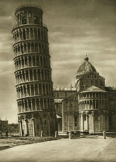 Det skæve tårn og apsis i kuplen (duomo) i Pisa i 1925 af Unbekannt