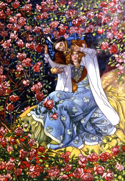 Tornerose og prinsen, ca. 1911 (illustration) af Unbekannter Künstler