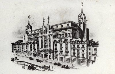 Termisk turisme: udsigt over Carlton-hotellet i Vichy, Frankrig ca. 1905 (postkort) af Unbekannter Künstler