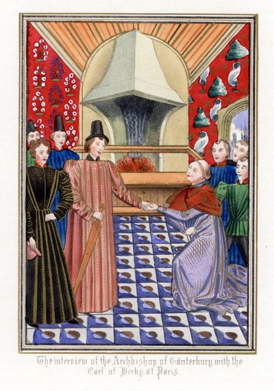 Thomas Arundel (1353-1414), ærkebiskop af Cantorbery, mødte Henri Bolingbroke (Henrik IV af England) af Unbekannter Künstler