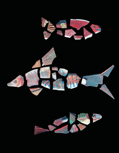 Tre fragmentariske mosaikindlæg, ptolemæisk-romersk periode, ca. 1. århundrede f.Kr. - 3. århundrede e.Kr. af Unbekannt