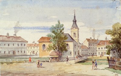 Thury Kapel og Thury Bridge ved Alsbach i Wien af Unbekannter Künstler