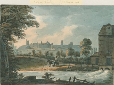 Tutbury Castle - South East View: vandfarvemaleri, 1808 af Unbekannt