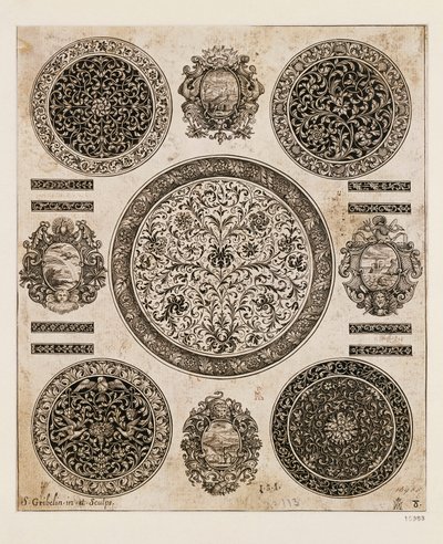 UK, London, Studie til ornamental tegning på urkasse af Benjamin Baud