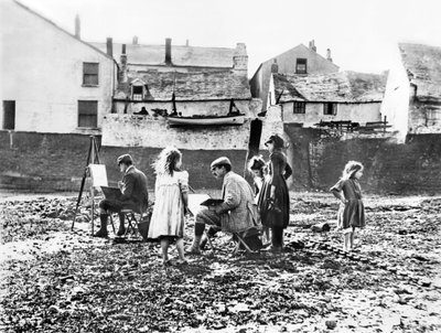 Storbritannien: Kunstnere maler ved floden Torridge. Appledore, Devon af Unbekannt