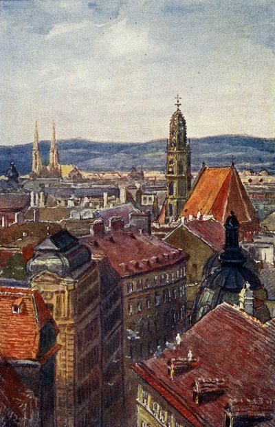 Wien, Østrig: Udsigt over tårne på taget. af Unbekannter Künstler