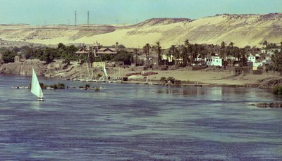 Udsigt over Nilen med Faluka-båd Egypten, ca. 1979 (foto) af Unbekannter Künstler