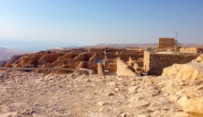 Udsigt fra Masada til Det Døde Hav (foto) af Unbekannt