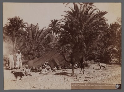 Udsigt fra et sted i Nordafrika- Nomad Camp (albumin fotografisk print) af Unbekannt