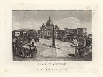 Udsigt over Peterspladsen, Piazza di S. Pietro, med Peterskirken og den gamle egyptiske obelisk af Unbekannt
