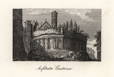 Udsigt over Amphitheatrum Castrense og Aurelian Walls, Rom af Unbekannt