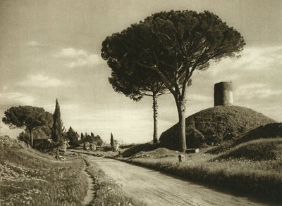 Udsigt over Appian Way (via appia). Det er en af de vigtigste romerske veje med mange rester, der stadig er synlige af Unbekannt