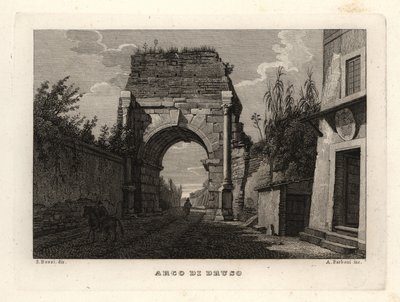 Udsigt over Drusus-buen, Arco di Druso, Rom af Unbekannt