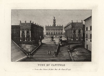 Udsigt over Capitoline Hill. Piazza del Campidoglio, Palazzo Senatorio, Rom. af Unbekannt