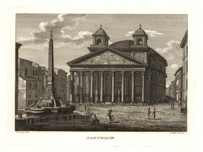 Udsigt over Pantheon og Fontana del Pantheon, Rom af Unbekannt