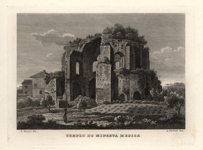 Udsigt over Temple of Minerva Medica, Tempio di Minerva Medica eller nymfaeum, Rom af Unbekannt