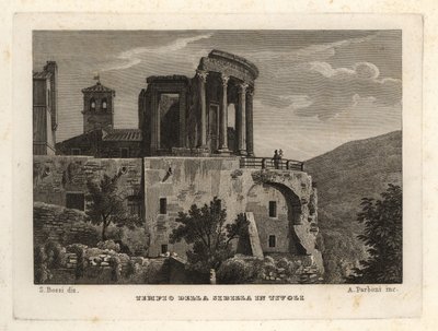 Udsigt over Sybil-templet i Tivoli, Tempio della Sibilla i Tivoli af Unbekannt