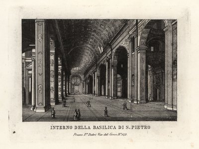 Udsigt over det indre af Peterskirken, Basilica Sancti Petri, Rom af Unbekannt