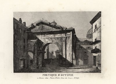 Udsigt over ruinerne af Portico of Octavian, Porticus Octaviae, Rom af Unbekannt