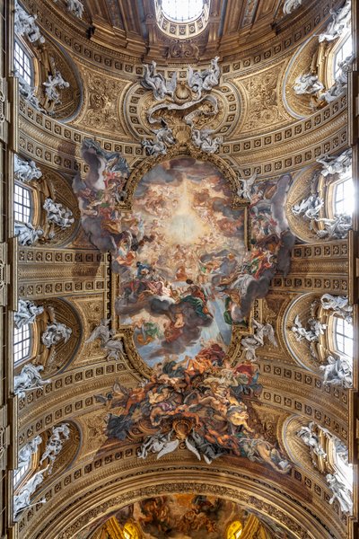 Udsigt over skibets hvælving med "Triumfen i Jesu navn", Gesù-kirken, Rom, Italien (foto) af Unbekannter Künstler