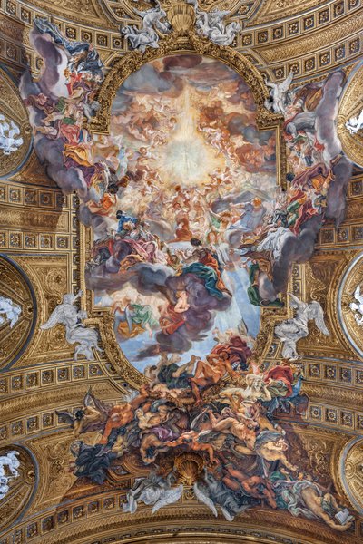 Udsigt over skibets hvælving med "Triumfen i Jesu navn", Gesù-kirken, Rom, Italien (foto) af Unbekannter Künstler
